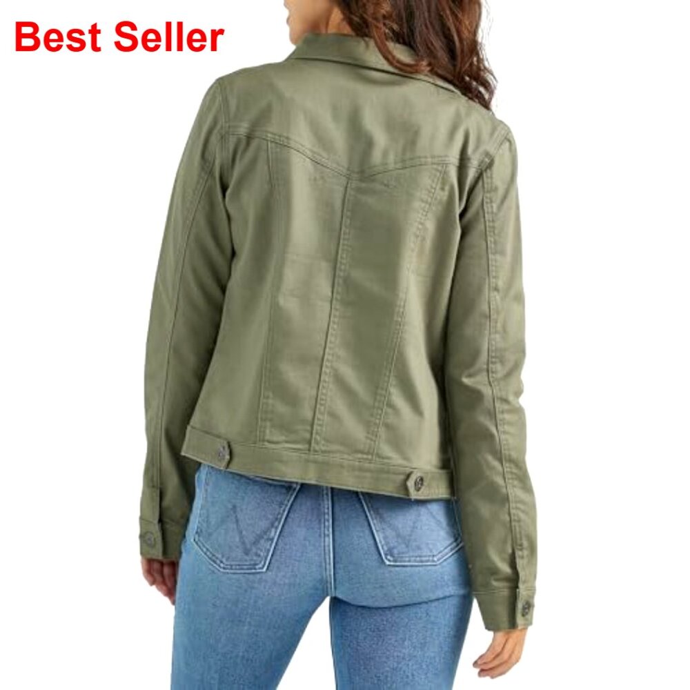 Women's Stretch Denim Jacket Button Closure Flap Pockets Casual Wear - Picture 2 of 5